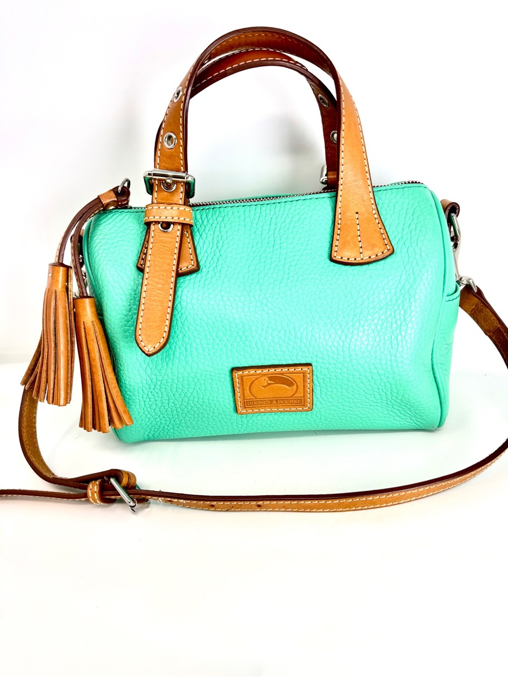 Dooney & Bourke Patterson Pebble Leather Small Kendra Satchel Mint Green - EUC